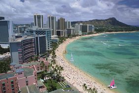 Waikiki Beach in Honolulu from 1980