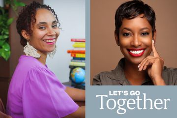 Illustrated graphic of Let's Go Together Podcast with guest Amoya