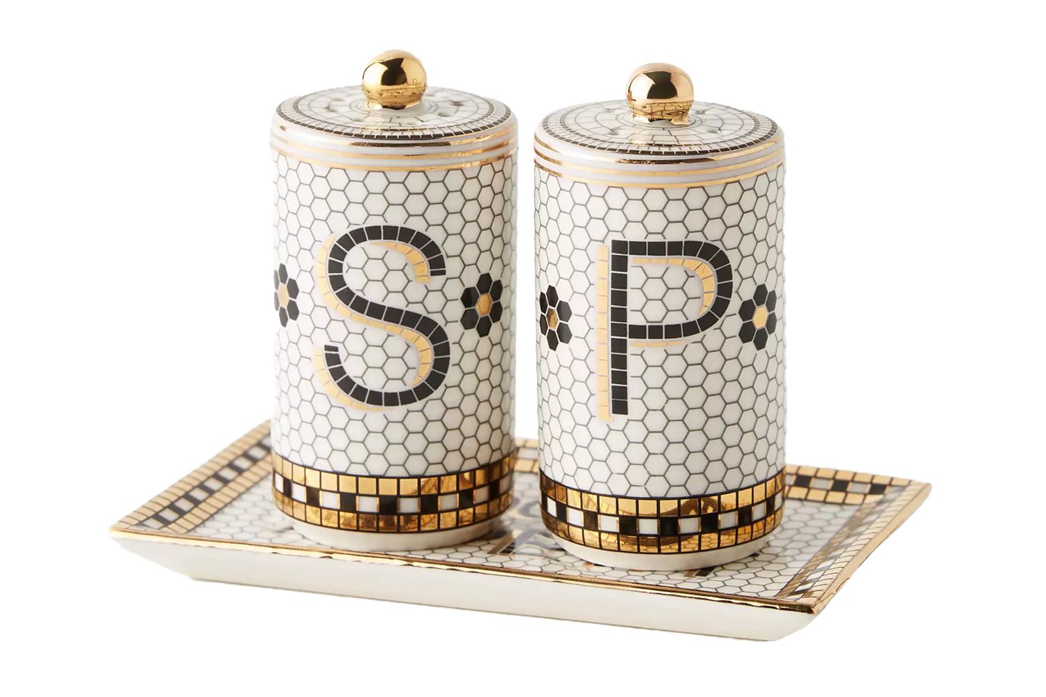 Anthropologie Bistro Tile Salt &amp; Pepper Shakers