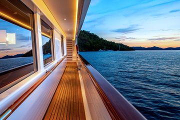 View from a walkway on the Aqua Expeditions Aqua Mare cruise ship