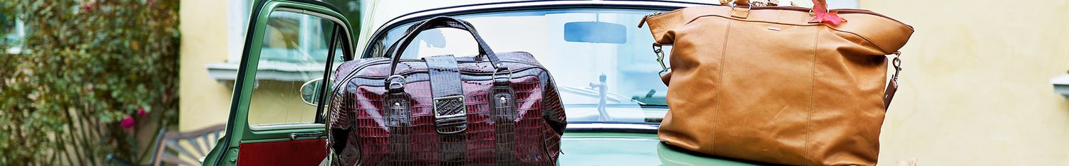 Vintage car with lots of luggage