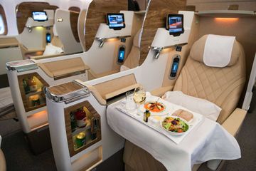 Emirates Business Class experience from airport lounge to interior cabin views