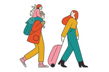 Illustration of a mom, dad, and child