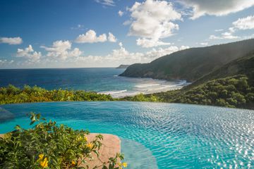 Villa pool with ocean view on Guana Island