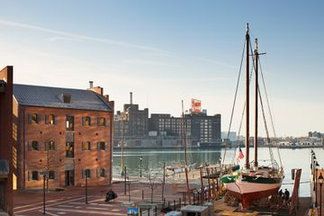 Schooner "Lady Maryland', dry docked for repairs at Chase's Warf at Fells Point Baltimore Harbor