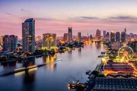 Bangkok cityscape. Bangkok night view in the business district.