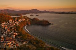 Aerial view of Las Catalinas at sunset