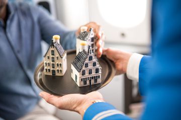 The Delft Blue Houses of KLM with Bols Genever served in flight