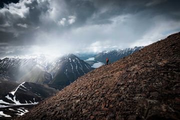 A hiker in Kluane National Park, Canada