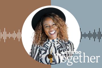 A graphic for Let's Go Together podcast with guest, Gloria Atanmo