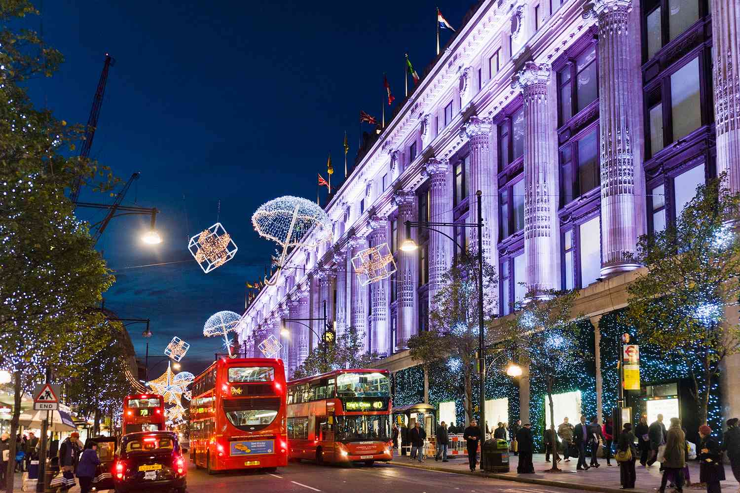 Selfridges is a popular department store on Oxford Street, a busy shopping area in London.