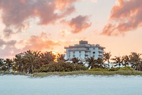 Condos in South Beach in Miami in Front of a Sunset