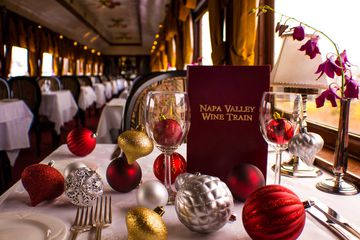 Enjoy festive cheer and wine onboard the Napa Valley Wine Train's holiday ride.