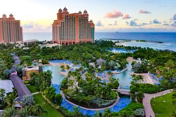 Buildings on waterfront in Nassau, Bahamas