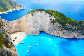 white sand beach navagio shipwreck zakynthos greece