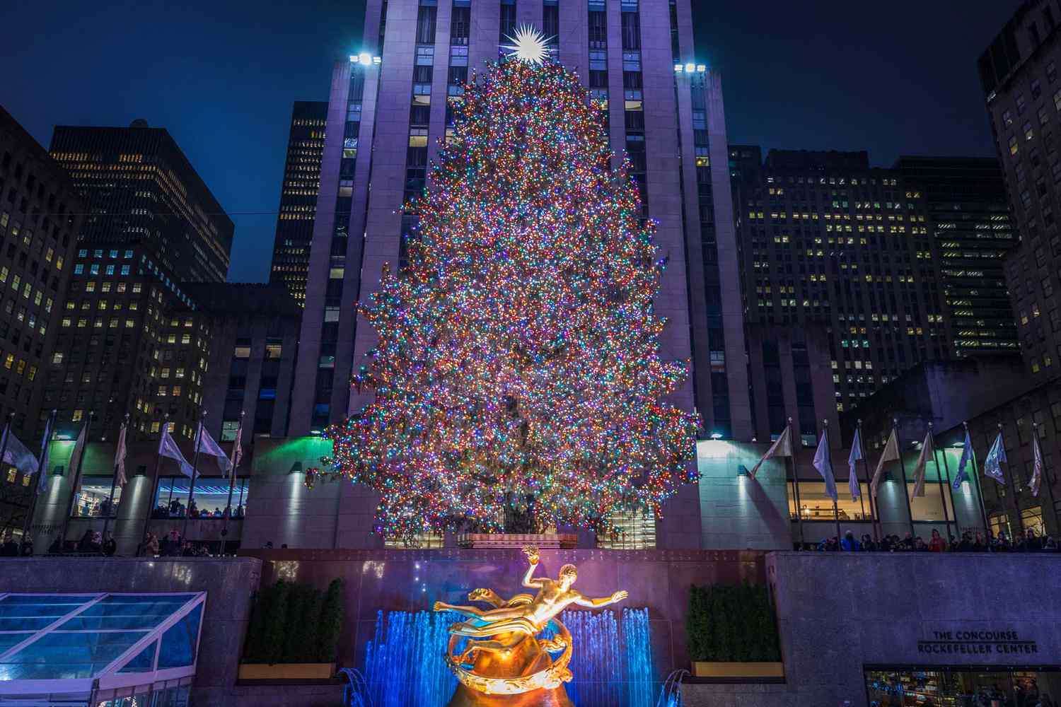 Christmas tree and ice skating at Rockefeller Center in New York City