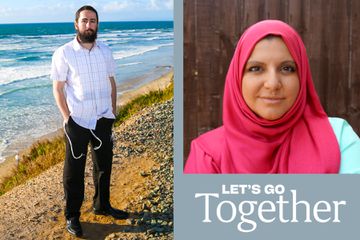 Graphic illustration for Let's Go Together Podcast Episode 24 of Rabbi Daniel Bortz and Elena Nikolova