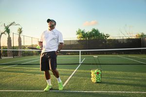 Tennis pro Shawn Romney on the courts at Cap Juluca, in Anguilla