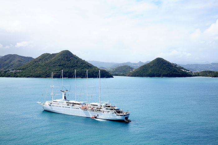 Schooner cruise ship in sea near st lucia -