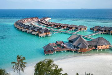 Maldives hotel beach resort on tropical Island