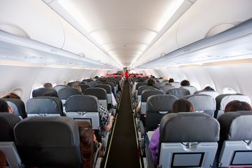 Passengers on board an airplane 