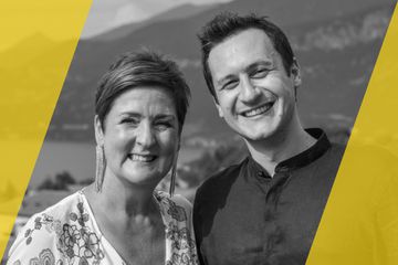 A headshot of Andrea Grisdale and Stefano Sancassani