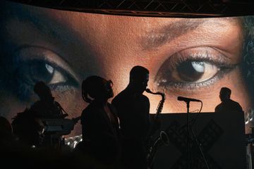 A live music event at an art fair in Lagos.