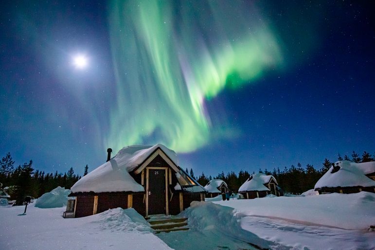 Northern lights over the Aurora Pyramids