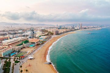 Aerial view of Barceloneta beach