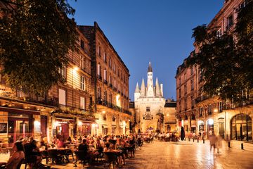 Bordeaux, France at night, with views of the Place du Palais