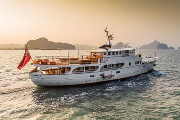 A yacht on the water in Thailand