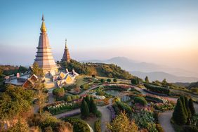 Doi Inthanon twin pagodas at Inthanon mountain near Chiang Mai, Thailand