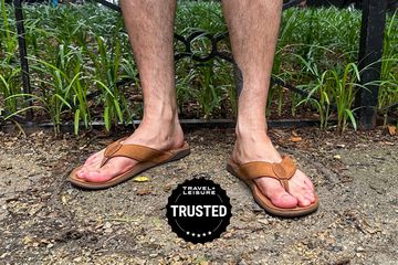 A man wearing sandals