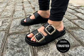 Woman wearing steve madden sandals