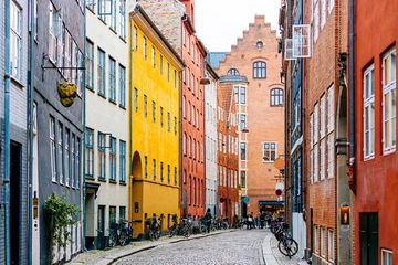 Cobbled street in Copenhagen old town, Denmark
