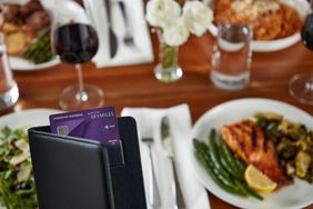 Delta credit card at restaurant 