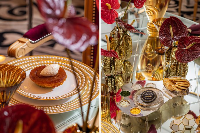 Dessert and caviar service at Raffles Paris's 'Frenchgiving'
