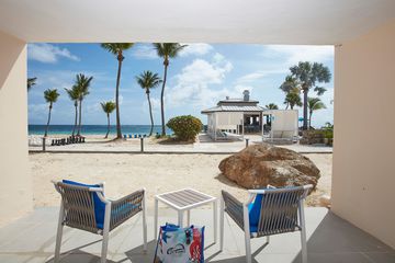 patio overlooking a beach