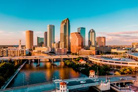 Downtown Tampa, Florida at sunset 
