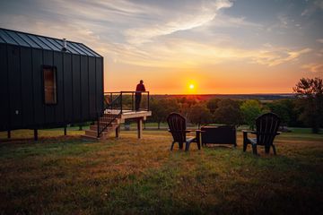 Exterior of the Meridian63Â° Luxury Camping micro cabins on Prince Edward Island