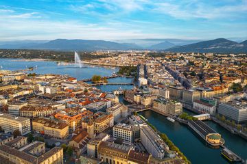 Geneva, Switzerland Skyline Towards Lake Geneva