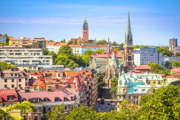 City of Gothenburg rooftops panoramic view in Sweden