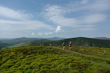 Group of women running outside on trail in Ireland