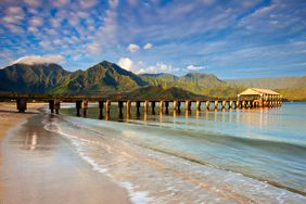 Hanalei bay pier at Hanalei Beach, Kauai