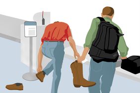 Two Men at Airport Security X-ray illustration