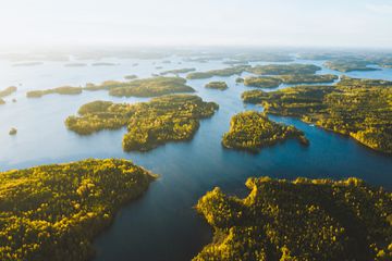 Aerial view of Lake Saimaa, Finland 