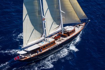 Aerial view of the Satori Yacht 
