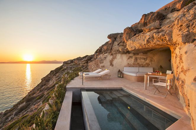 View from a suite plunge pool at Cap Rocat Hotel in Spain 