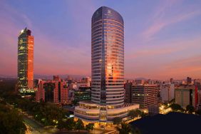 Exterior view of The St. Regis Mexico City during sunset 