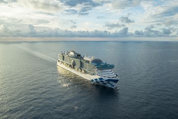 Aerial view of the Sun Princess ship at sea